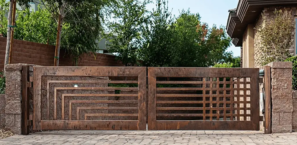Custom driveway gate installation for a home entrance in Los Angeles, CA