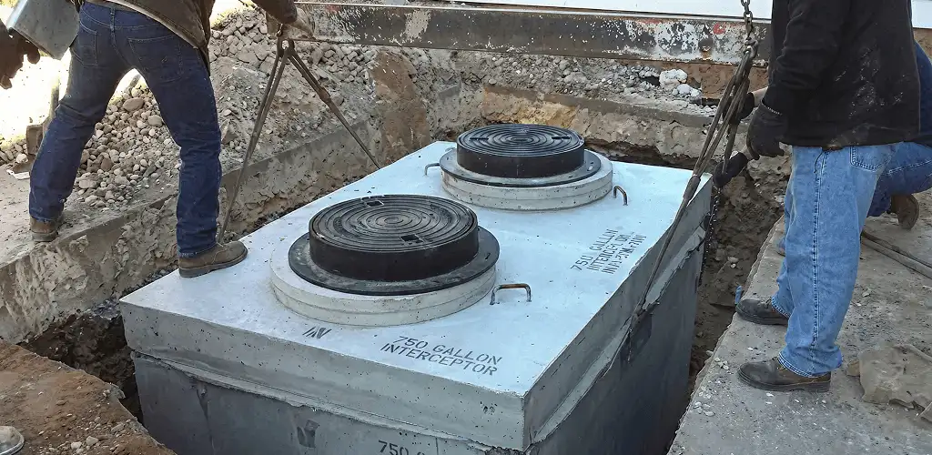 Grease trap installation for a commercial property drainage system in Los Angeles, CA