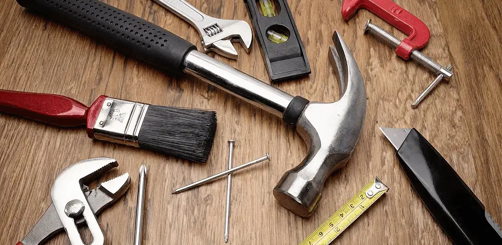 Handyman tools laid out for home repair and maintenance work in Los Angeles, CA
